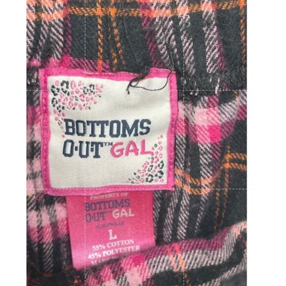 Lot 2 Bottoms Out Gal Pull On Drawstring Waist Flannel Sleep Pants Plaid Women L - Picture 13 of 16